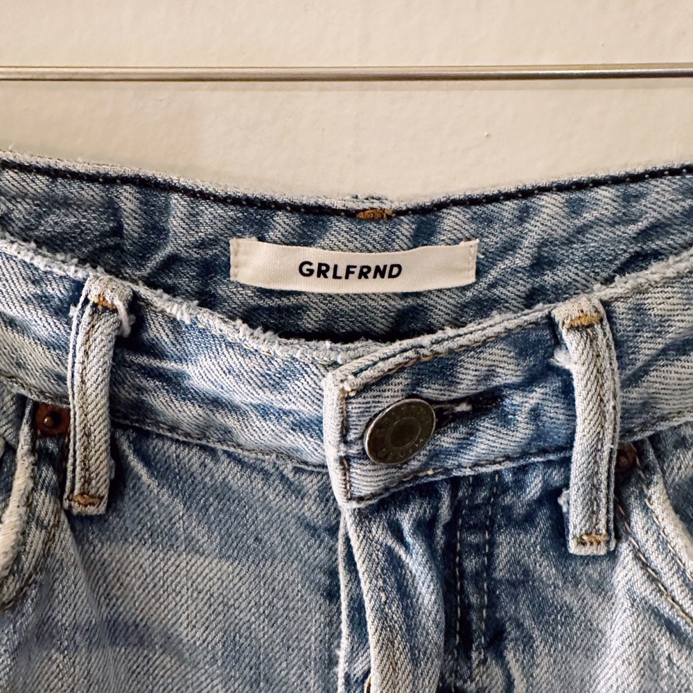 GRLFRND Carla High Rise Distressed Bell Flare Raw Hem Jeans Gonna Fly Now - Picture 3 of 9